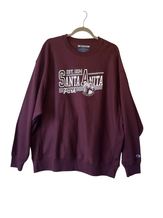 Champion Other - Champion Vtg Reverse Weave Santa Anita Park sweatshirt XL Burgundy Horse races